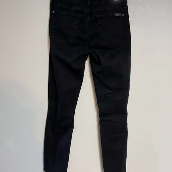 7 For All Mankind High Rise Black Women's Skinny Jeans Size 27 - Picture 3 of 15